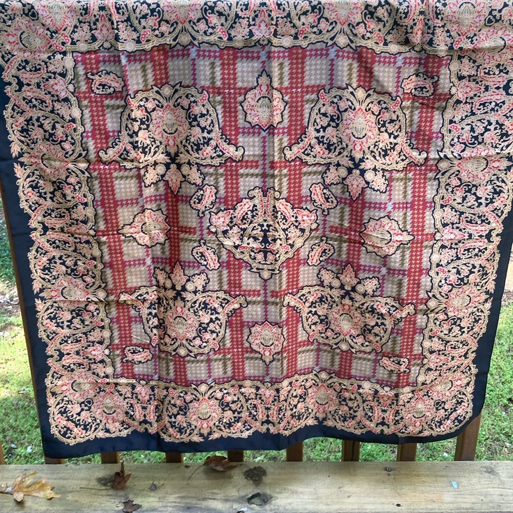 Black, red, and burgundy scarf